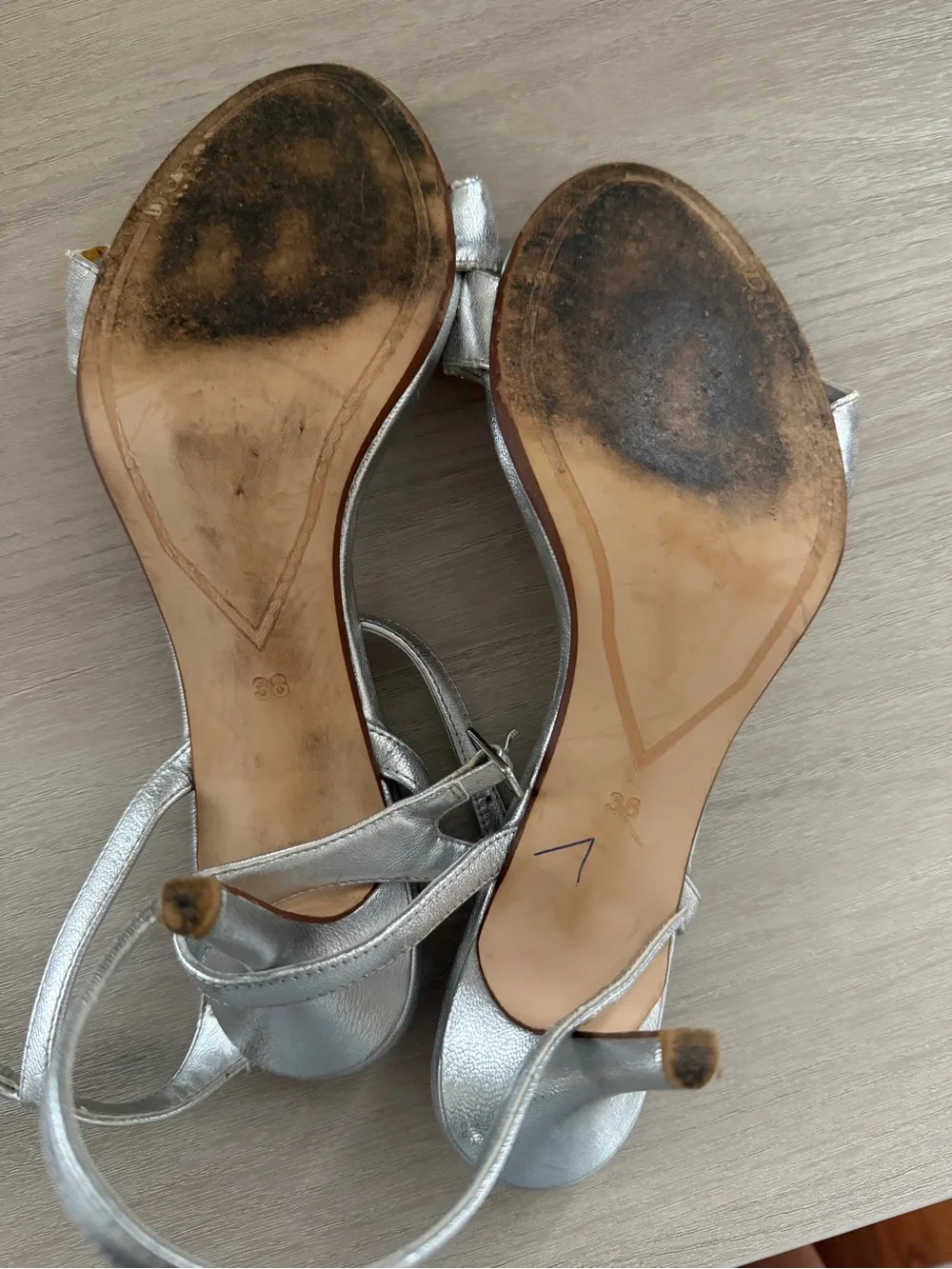 Dune London Silver Metallic Ankle-Strap Heels with Neon Bead Trim